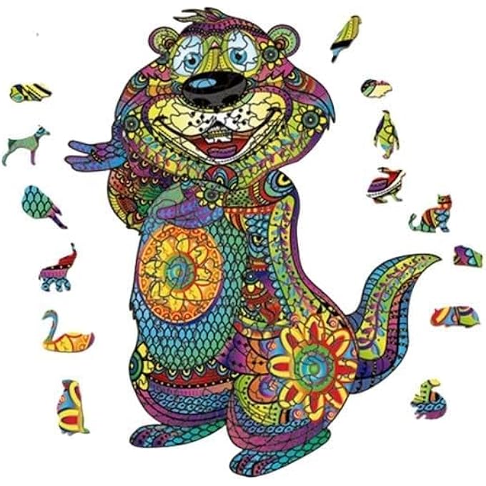 WOODEN JIGSAW PUZZLES, 3D WOODEN ANIMALS SHAPED PUZZLES, BEST GIFT FOR ADULTS AND KIDS DIY PUZZLE PIECE, COLORFUL UNIQUE SHAPED GROUDHOG PUZZLES A4-8.2 X 11.6IN - Image 4